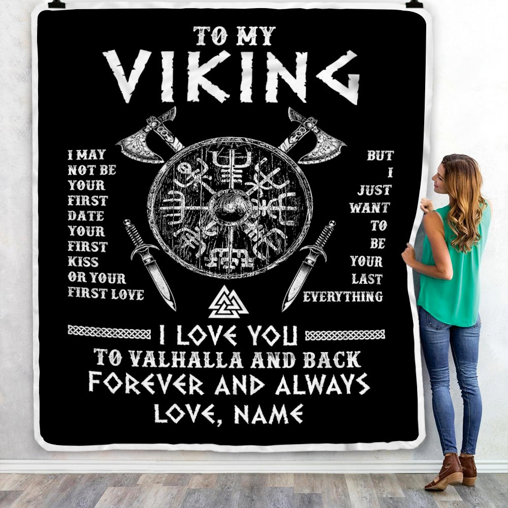 Personalized To My Viking Blanket I Love You To Valhalla And Back Husband Boyfriend Men Birthday Anniversary Customized Fleece Throw Blanket Blanket | Teecentury.com