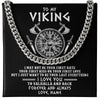 Cuban Link Chain Necklace | Personalized To My Viking Necklace I Love You To Valhalla And Back Husband Boyfriend Men Her Him Birthday Anniversary Day Customized Gift Box Message Card | teecentury
