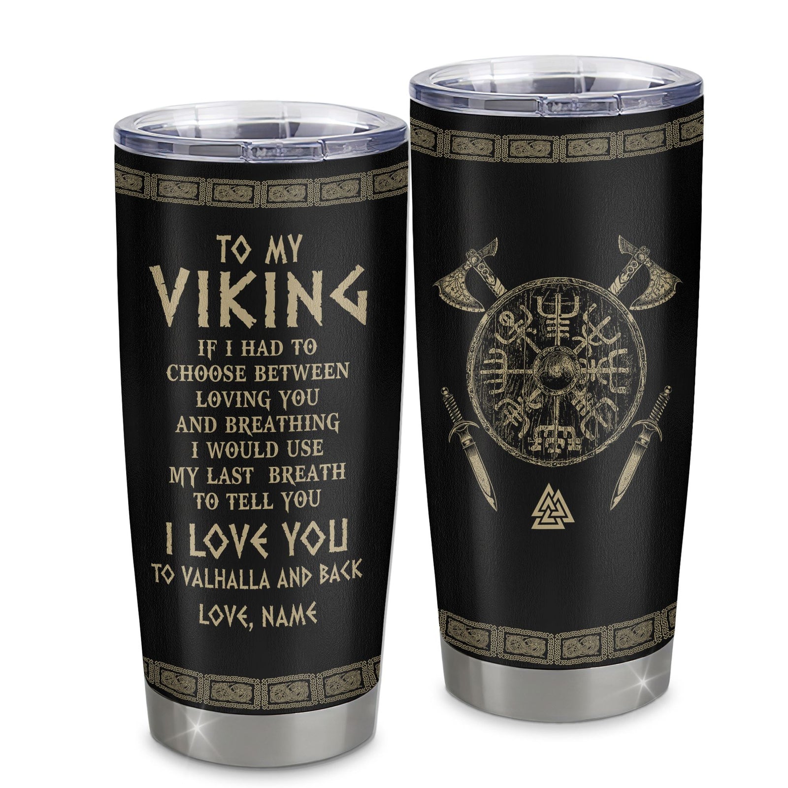 Personalized To My Viking Tumbler Husband From Wife I Love You To Valhalla Husband Boyfriend Men Birthday Anniversary Valentines Day Christmas Travel Mug | teecentury