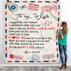 Personalized To My Wife Blanket From Husband Air Mail Letter I Love You Wife For Her Birthday Wedding Anniversary Valentines Day Fleece Throw Blanket | teecentury
