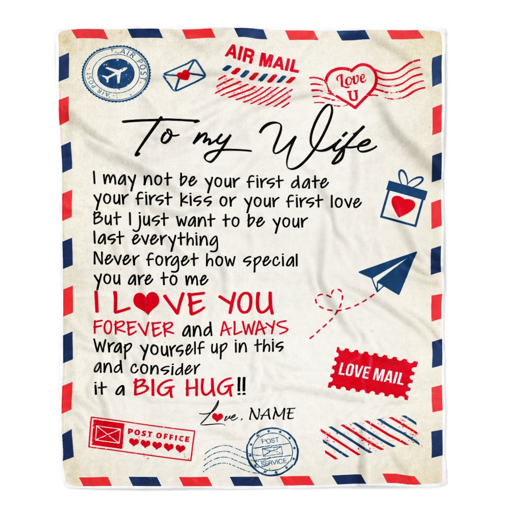 Personalized To My Wife Blanket From Husband Love You Forever Always Airmail Letter Valentine Christmas Wedding Anniversary Customized Fleece Blanket Blanket | Teecentury.com