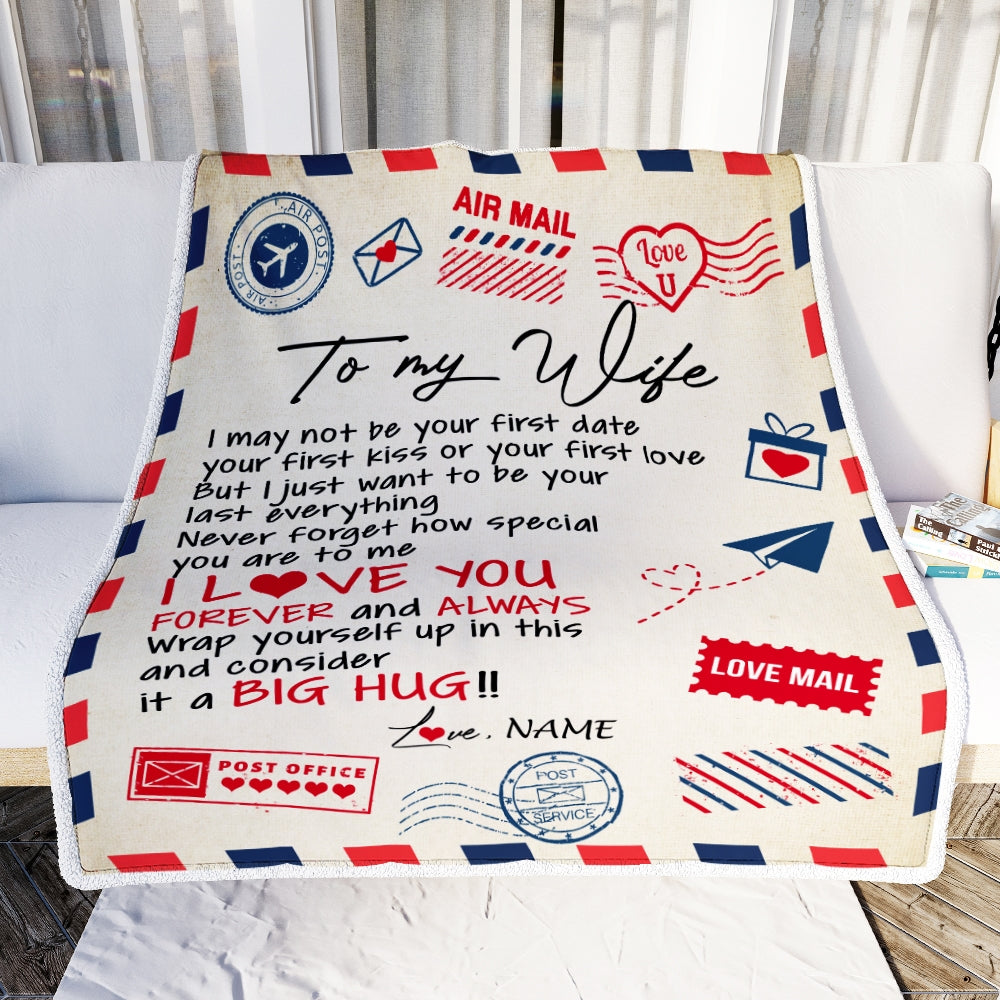 Personalized To My Wife Blanket From Husband Love You Forever Always Airmail Letter Valentine Christmas Wedding Anniversary Customized Fleece Blanket Blanket | Teecentury.com