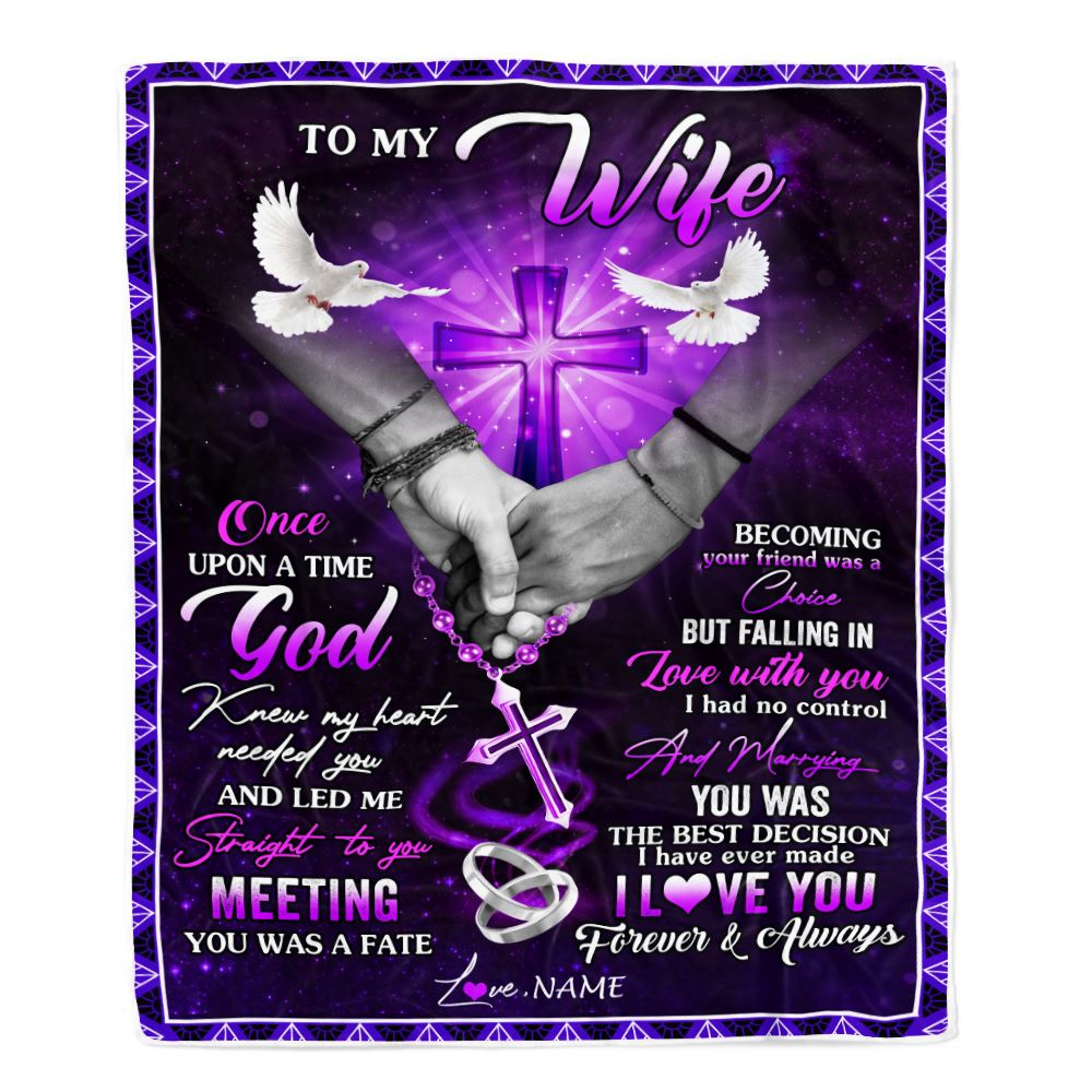 Personalized To My Wife Blanket From Husband Meeting You Was Fate Wife Anniversary Wedding Valentines Day For Her Birthday Christmas Fleece Throw Blanket | teecentury