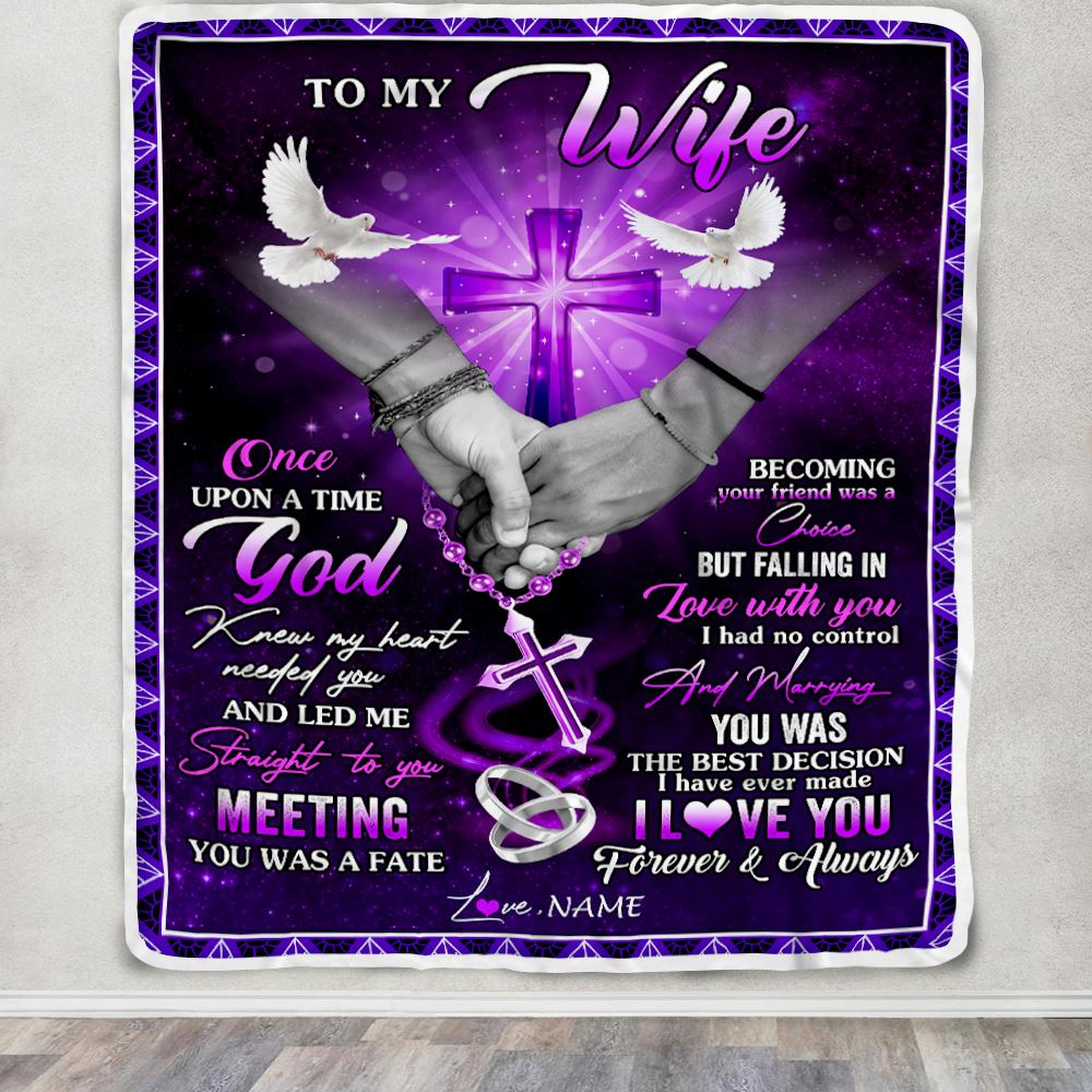 Personalized To My Wife Blanket From Husband Meeting You Was Fate Wife Anniversary Wedding Valentines Day For Her Birthday Christmas Fleece Throw Blanket | teecentury