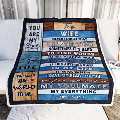 Personalized To My Wife Blanket From Husband Never Forget I Love You Wife Birthday Anniversary Valentines Day Christmas Customized Fleece Throw Blanket | teecentury