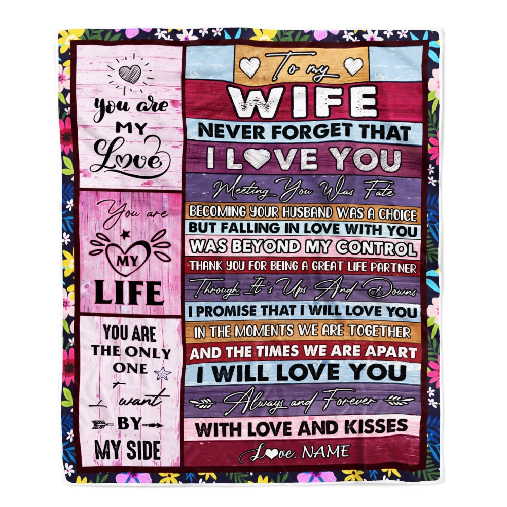 Personalized To My Wife Blanket From Husband Romantic I Love You Gifts For Wife Anniversary Valentines Wedding Christmas Customized Fleece Throw Blanket Blanket | Teecentury.com