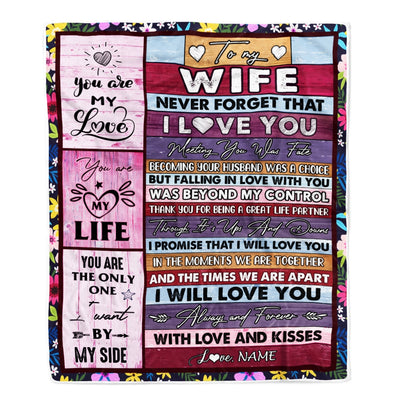 Personalized To My Wife Blanket From Husband Romantic I Love You Gifts For Wife Anniversary Valentines Wedding Christmas Customized Fleece Throw Blanket Blanket | Teecentury.com