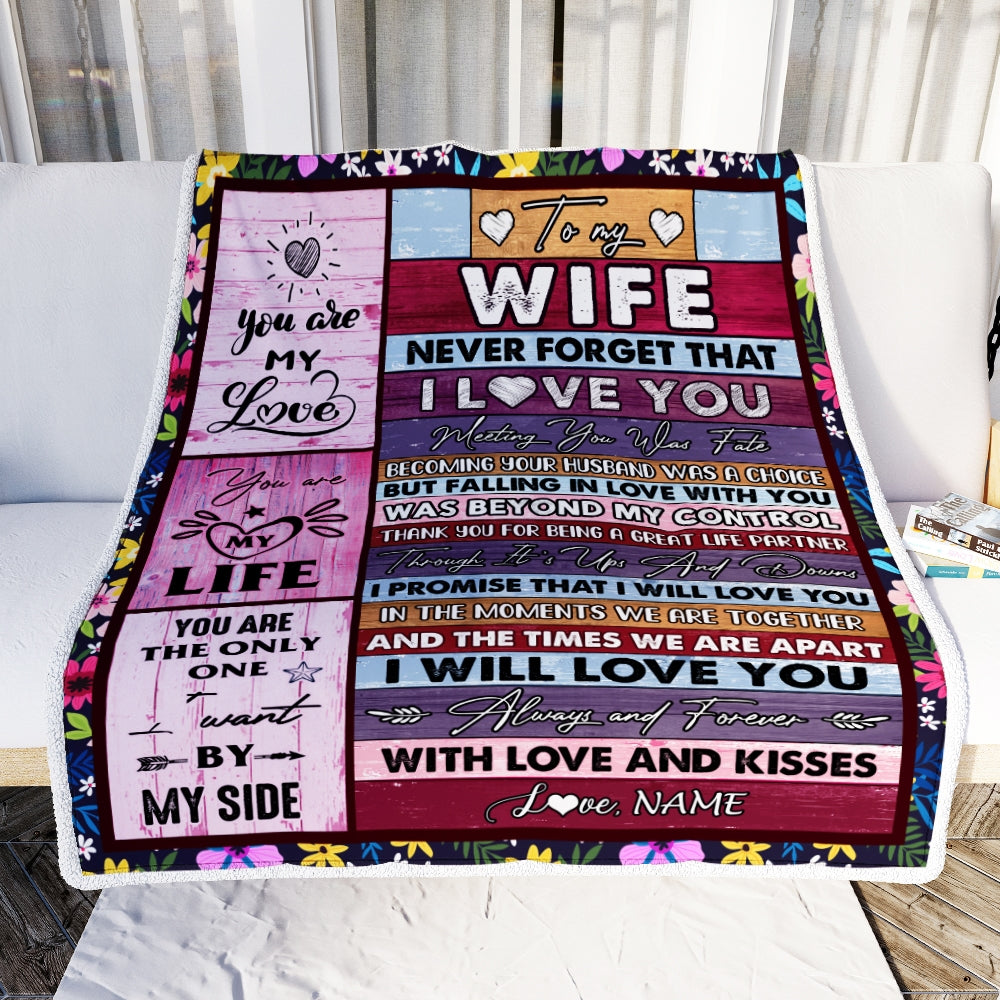 Personalized To My Wife Blanket From Husband Romantic I Love You Gifts For Wife Anniversary Valentines Wedding Christmas Customized Fleece Throw Blanket Blanket | Teecentury.com