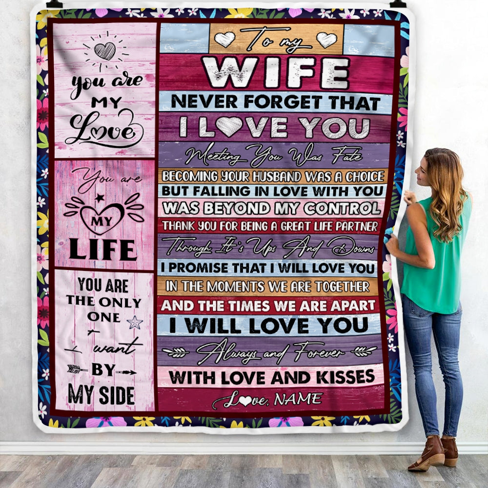 Personalized To My Wife Blanket From Husband Romantic I Love You Gifts For Wife Anniversary Valentines Wedding Christmas Customized Fleece Throw Blanket Blanket | Teecentury.com