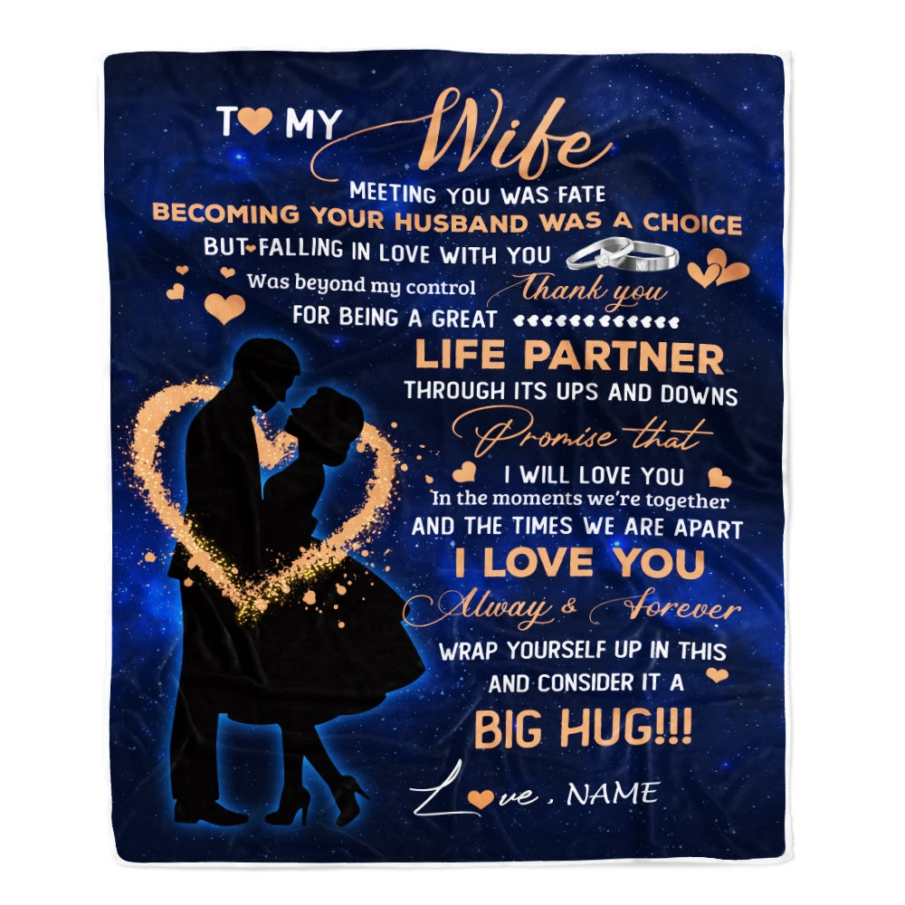 Personalized To My Wife Blanket From Husband Thank you It A Big Hug Wife Anniversary Wedding Day Valentines Day Wedding Christmas Fleece Throw Blanket Blanket | Teecentury.com