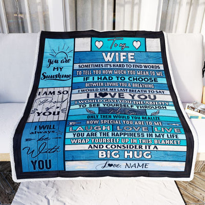 Personalized To My Wife Blanket From Husband Wood Laugh Love Live Big Hug Wife Birthday Anniversary Valentines Day Christmas Customized Fleece Blanket | teecentury