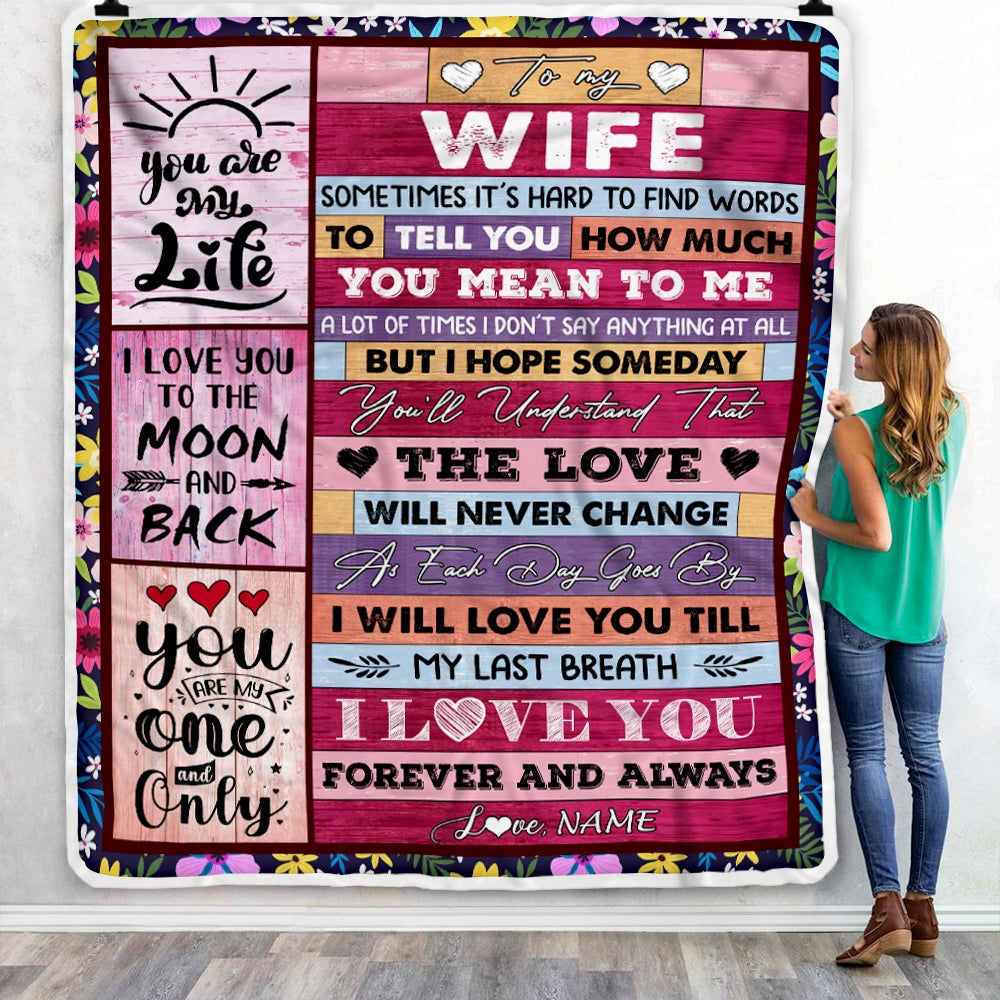 Personalized To My Wife Blanket From Husband Wood Never Forget That I Love You Wife Anniversary Valentines Day For Her Wedding Christmas Fleece Throw Blanket Blanket | Teecentury.com