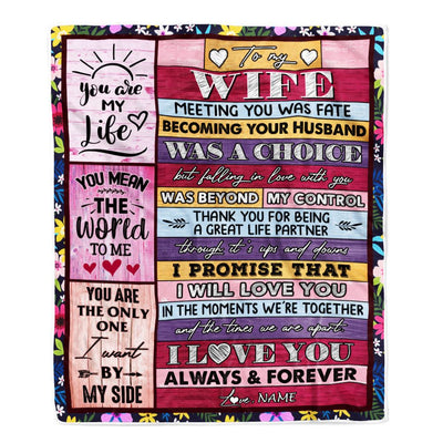 Personalized To My Wife Blanket From Husband Wood You Are My Life Wife Birthday Anniversary Valentines Day Christmas Customized Bed Fleece Throw Blanket | teecentury