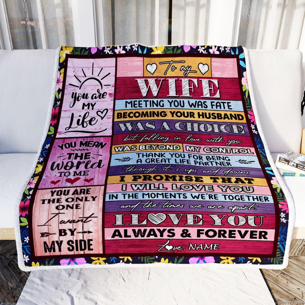Personalized To My Wife Blanket From Husband Wood You Are My Life Wife Birthday Anniversary Valentines Day Christmas Customized Bed Fleece Throw Blanket | teecentury