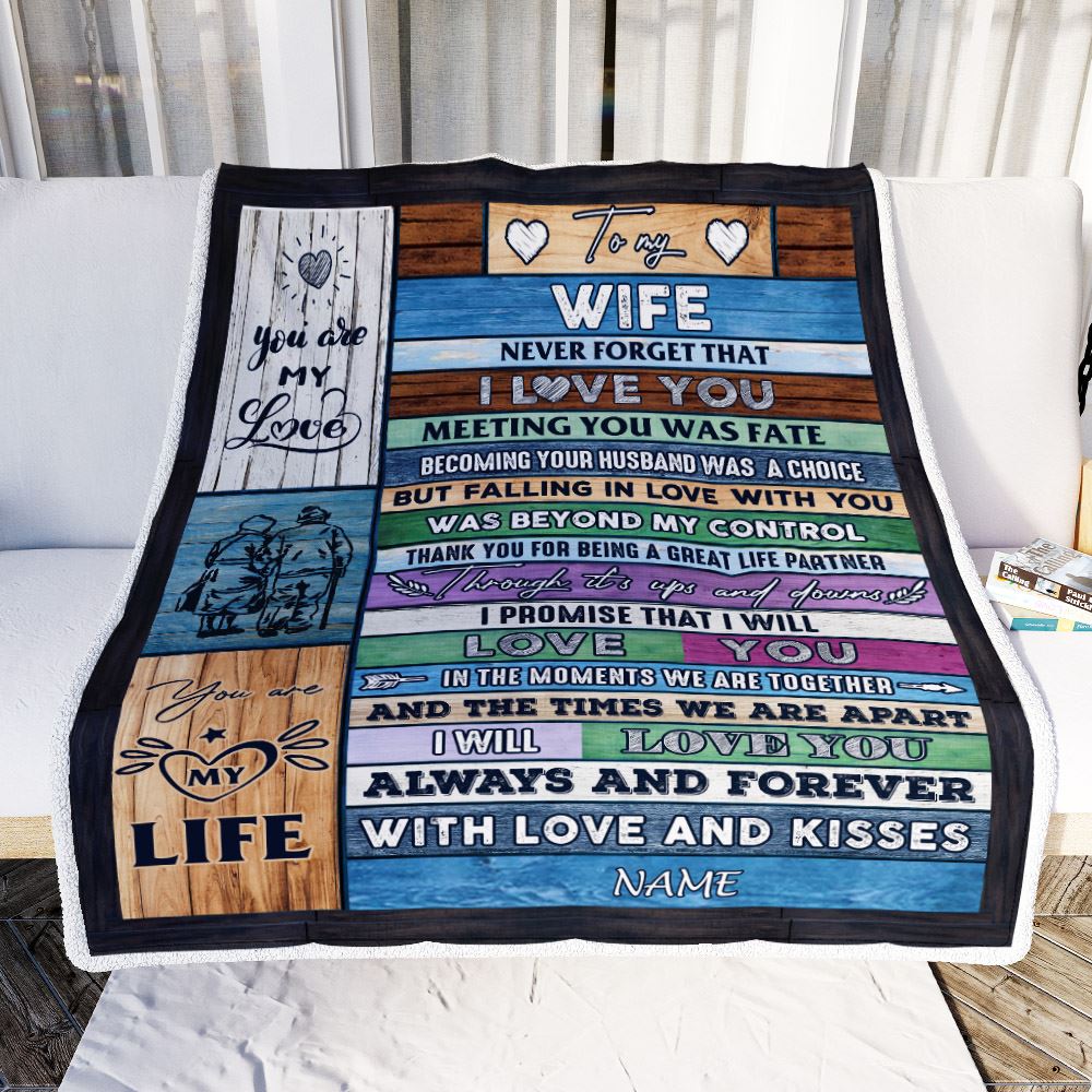 Personalized To My Wife Blanket From Husband Wood You Are My Life Wife Wedding Birthday Anniversary Valentines Day Christmas Customized Fleece Throw Blanket | teecentury