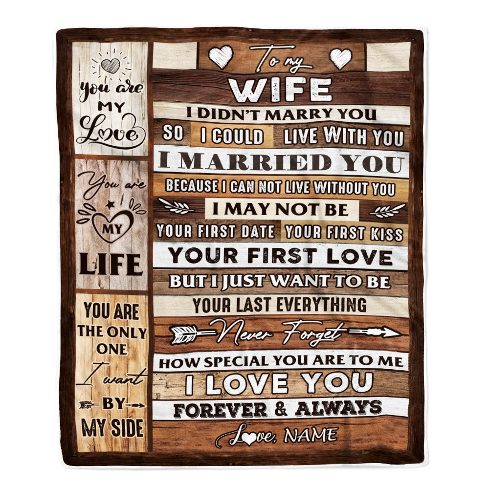 Personalized To My Wife Blanket From Husband Wood You Are My Love My Life Wife Anniversary Wedding Valentines Day Christmas Fleece Throw Blanket Blanket | Teecentury.com