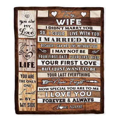 Personalized To My Wife Blanket From Husband Wood You Are My Love My Life Wife Anniversary Wedding Valentines Day Christmas Fleece Throw Blanket Blanket | Teecentury.com