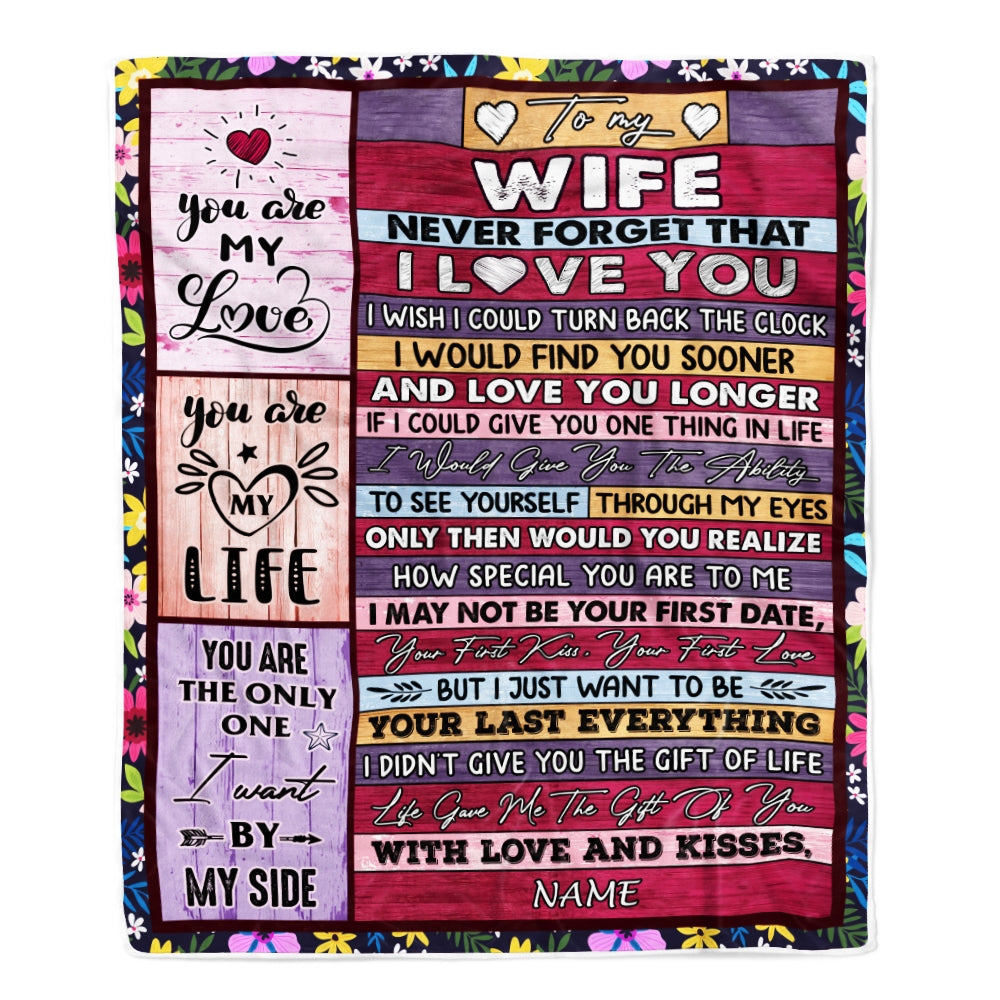 Personalized To My Wife Blanket From Husband's Name Wood Never Forget That I Love You Wife Anniversary Valentines Day Wedding Christmas Fleece Throw Blanket Blanket | Teecentury.com