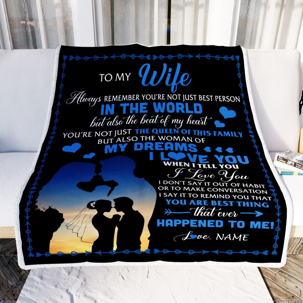 Personalized To My Wife Blanket Her Wife From Husband The Queen Of This Family Wife Birthday Anniversary Valentines Day Christmas Customized Fleece Blanket | teecentury