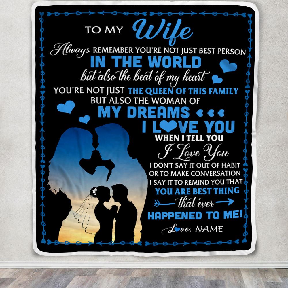 Personalized To My Wife Blanket Her Wife From Husband The Queen Of This Family Wife Birthday Anniversary Valentines Day Christmas Customized Fleece Blanket | teecentury