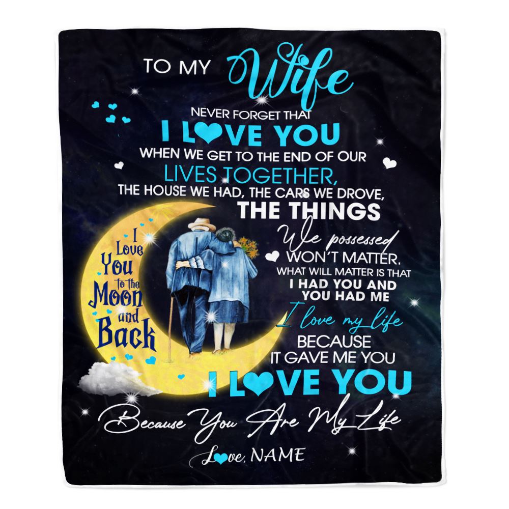 Personalized To My Wife Blanket from Husband I Love You You are My Life Moon Wife Birthday Anniversary Valentines Day Christmas Customized Fleece Throw Blanket | teecentury