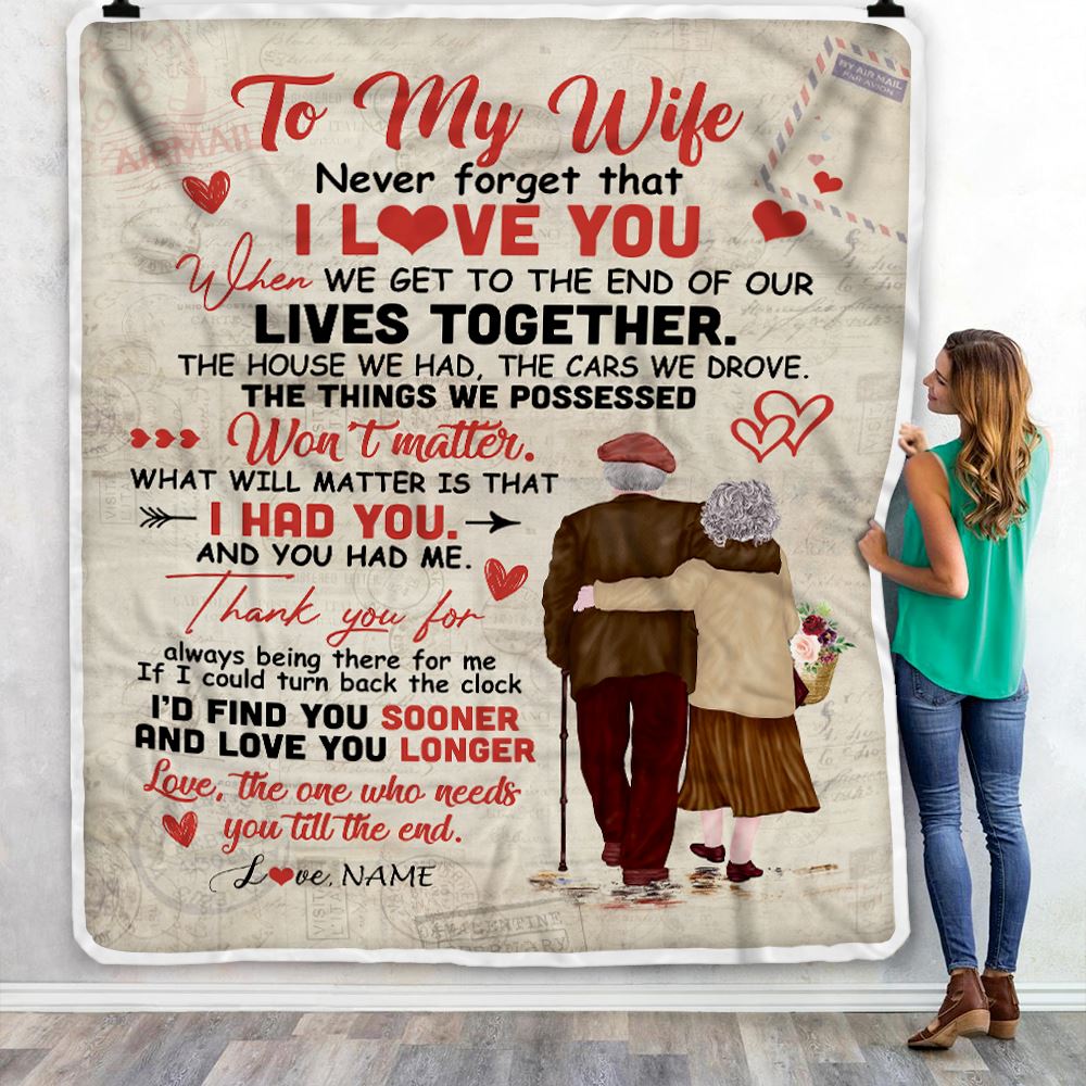 Personalized To My Wife From Husband Blanket Never Forget That I Love You Wife Anniversary Valentines Day Wedding Anniversary Christmas Fleece Throw Blanket | teecentury