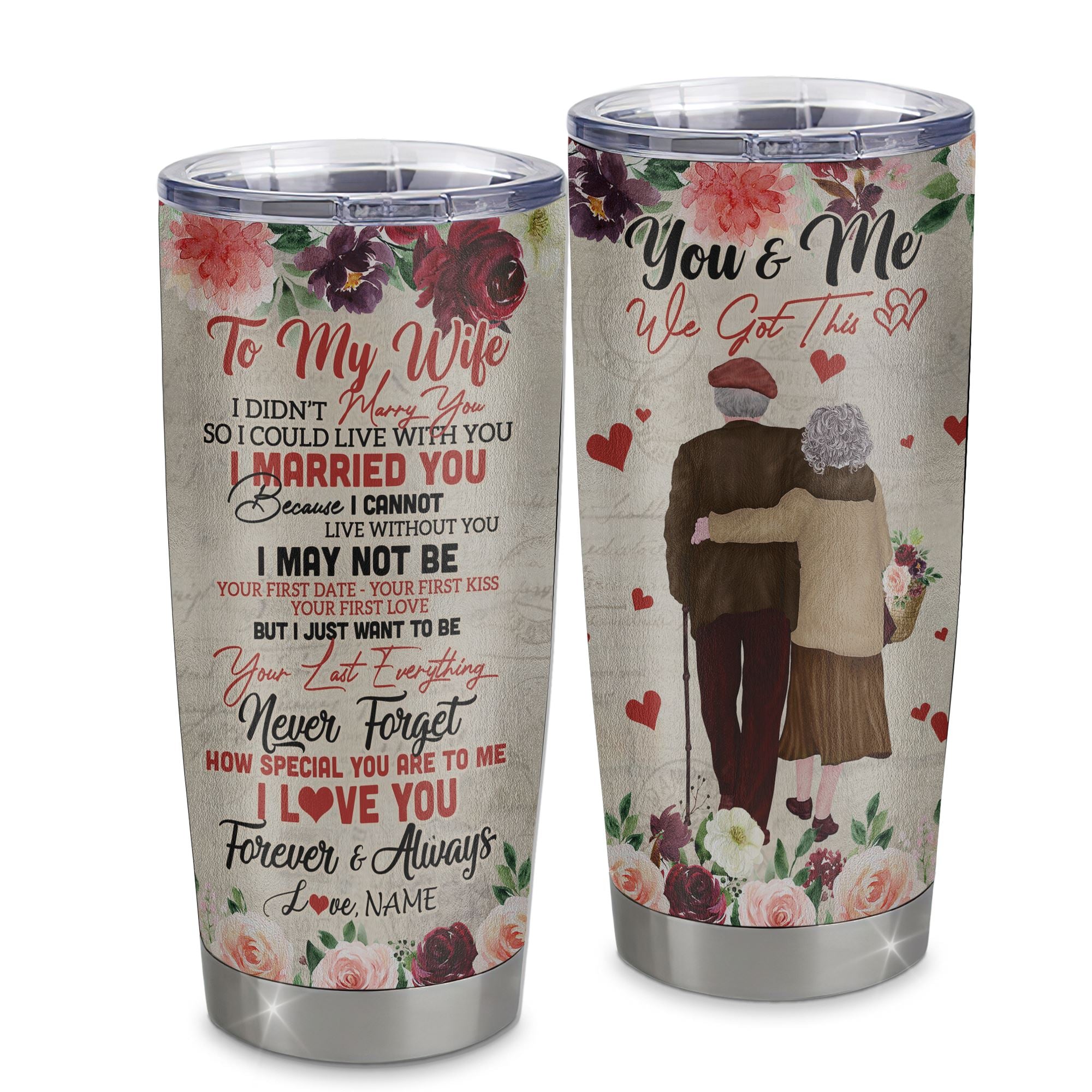 Personalized To My Wife From Husband Stainless Steel Tumbler Cup I Love You Forever And Always Wife Birthday Valentines Day Wedding Christmas Travel Mug | teecentury