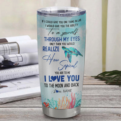 Personalized To My Wife From Husband Stainless Steel Tumbler Cup I Wish I Could Turn Back The Clock Turtle Wife Birthday Anniversary Valentines Day Christmas Travel Mug | teecentury