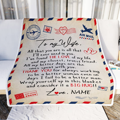 Personalized To My Wife Letter From Husband Blanket All That You are is All That Valentine Birthday Gift Wedding Christmas Bed Quilt Fleece Throw Blanket Blanket | Teecentury.com