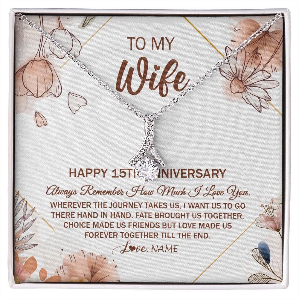 Alluring Beauty Necklace | Personalized To My Wife Necklace From Husband 15 Years Anniversary For Her 15th Anniversary 15 Years Wedding Anniversary For Her Customized Gift Box Message Card | teecentury