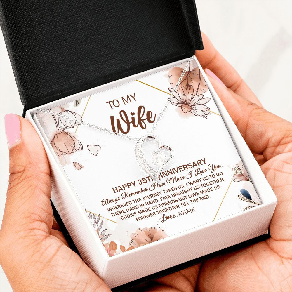 Forever Love Necklace | Personalized To My Wife Necklace From Husband 35 Years Anniversary For Her 35th Anniversary 35 Years Wedding Anniversary For Her Customized Gift Box Message Card | teecentury