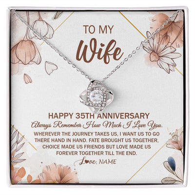 Love Knot Necklace | Personalized To My Wife Necklace From Husband 35 Years Anniversary For Her 35th Anniversary 35 Years Wedding Anniversary For Her Customized Gift Box Message Card | teecentury