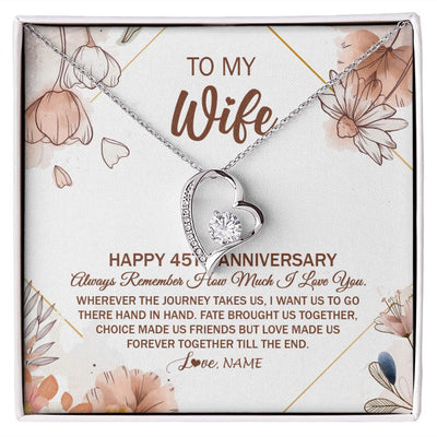 Forever Love Necklace | Personalized To My Wife Necklace From Husband 45 Years Anniversary For Her 45th Anniversary 45 Years Wedding Anniversary For Her Customized Gift Box Message Card | teecentury