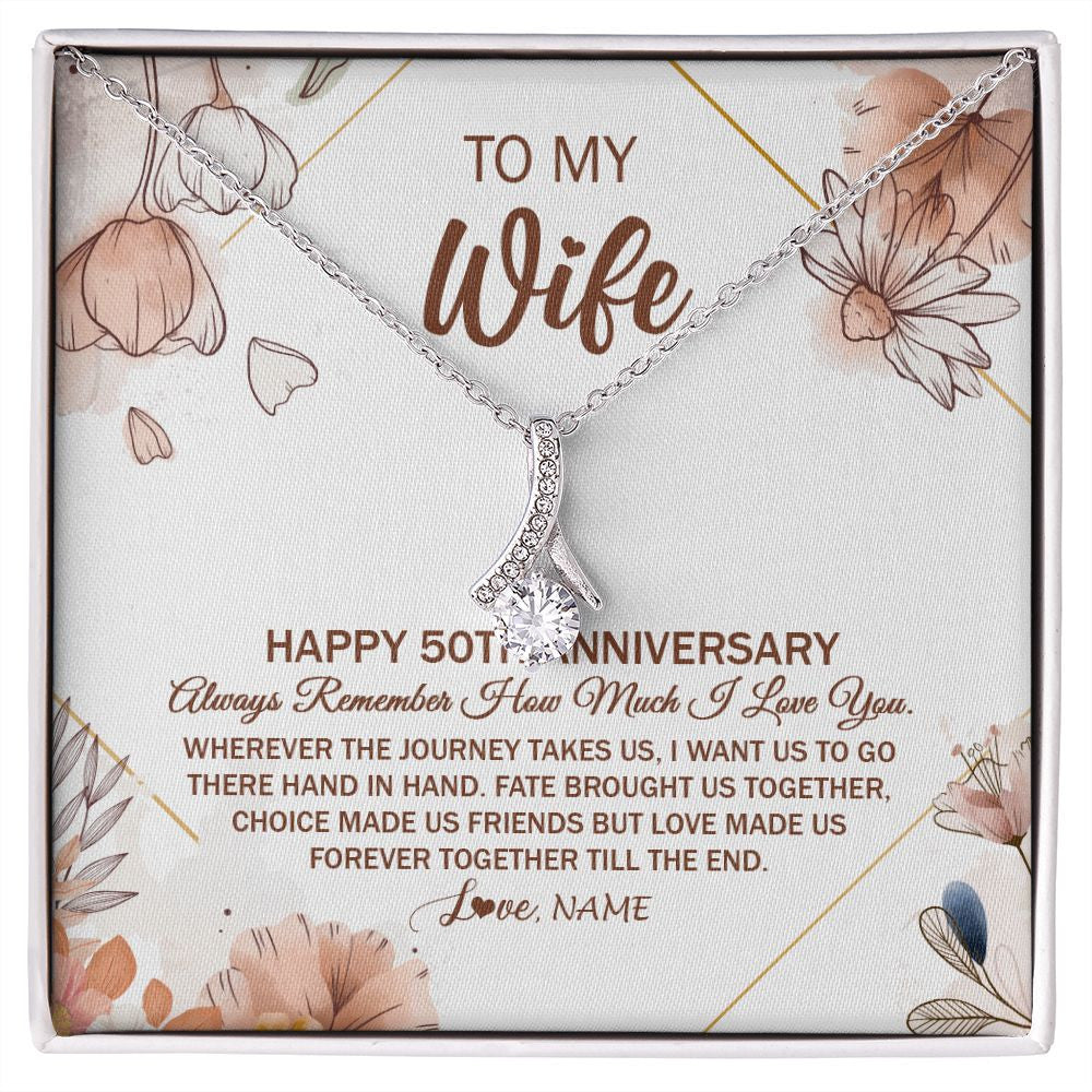 Alluring Beauty Necklace | Personalized To My Wife Necklace From Husband 50 Years Anniversary For Her 50th Anniversary 50 Years Wedding Anniversary For Her Customized Gift Box Message Card | teecentury