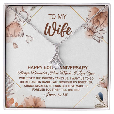 Alluring Beauty Necklace | Personalized To My Wife Necklace From Husband 50 Years Anniversary For Her 50th Anniversary 50 Years Wedding Anniversary For Her Customized Gift Box Message Card | teecentury
