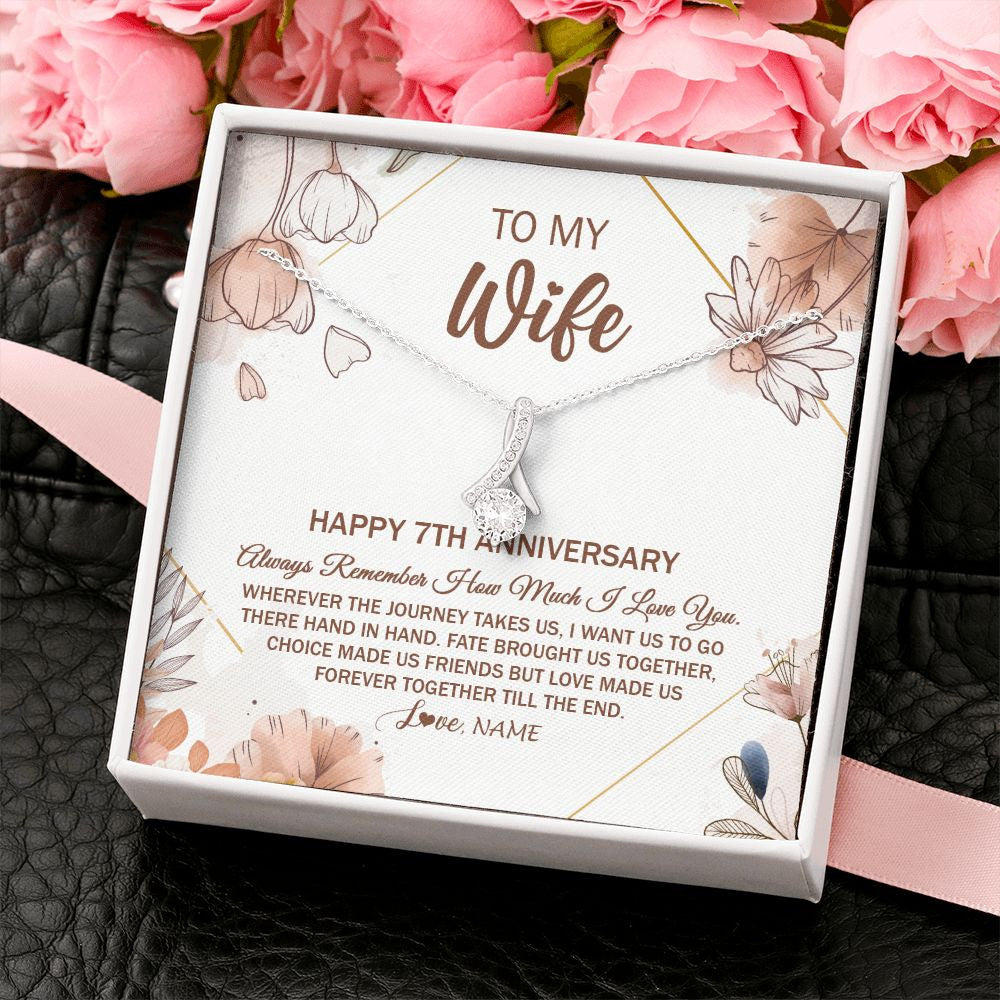 Alluring Beauty Necklace | Personalized To My Wife Necklace From Husband 7 Years Anniversary For Her 7th Anniversary 7 Years Wedding Anniversary For Her Customized Gift Box Message Card | teecentury