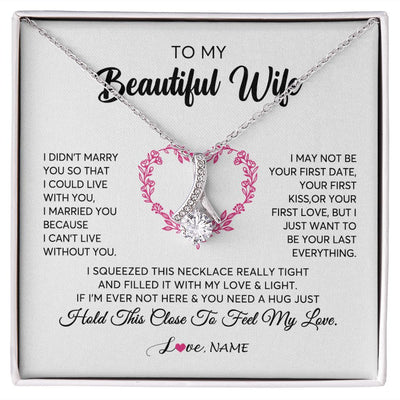 Alluring Beauty Necklace | Personalized To My Wife Necklace From Husband Love Heart Soulmate Wife Birthday Anniversary Wedding Valentines Day For Her Customized Gift Box Message Card | teecentury
