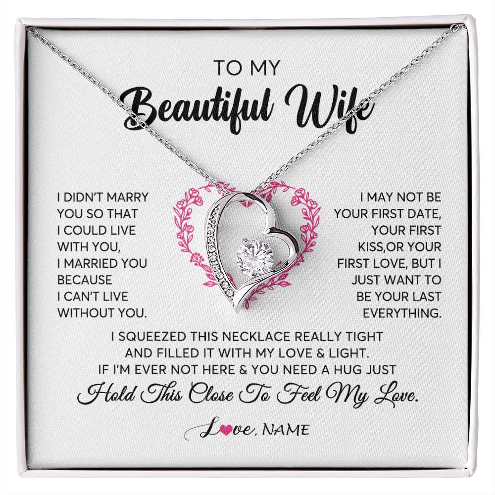 Forever Love Necklace | Personalized To My Wife Necklace From Husband Love Heart Soulmate Wife Birthday Anniversary Wedding Valentines Day For Her Customized Gift Box Message Card | teecentury