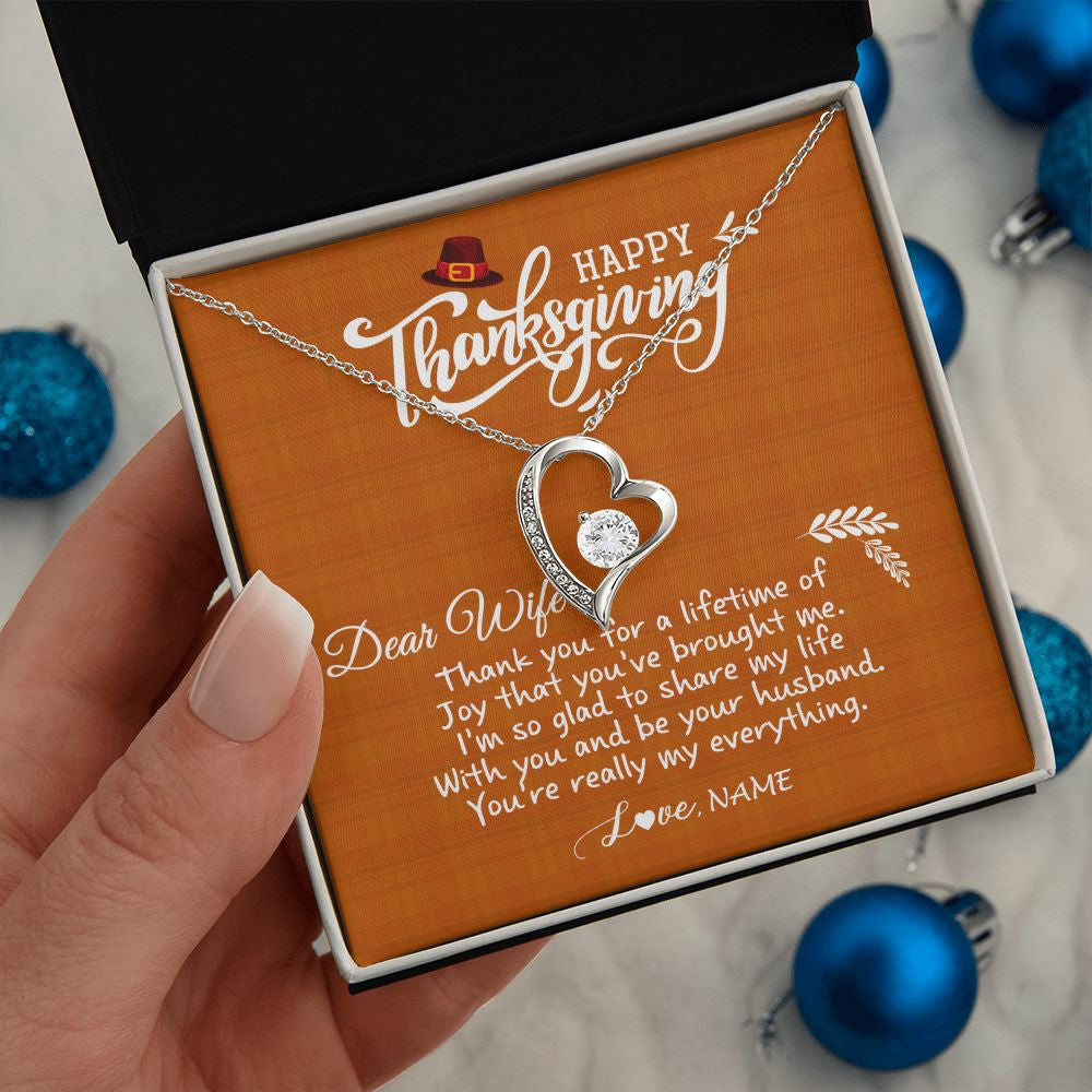 Forever Love Necklace | Personalized To My Wife Necklace From Husband Thank You Fo A Lifetime Thanksgiving Day For Herr Pendant Jewelry Customized Gift Box Message Card | teecentury