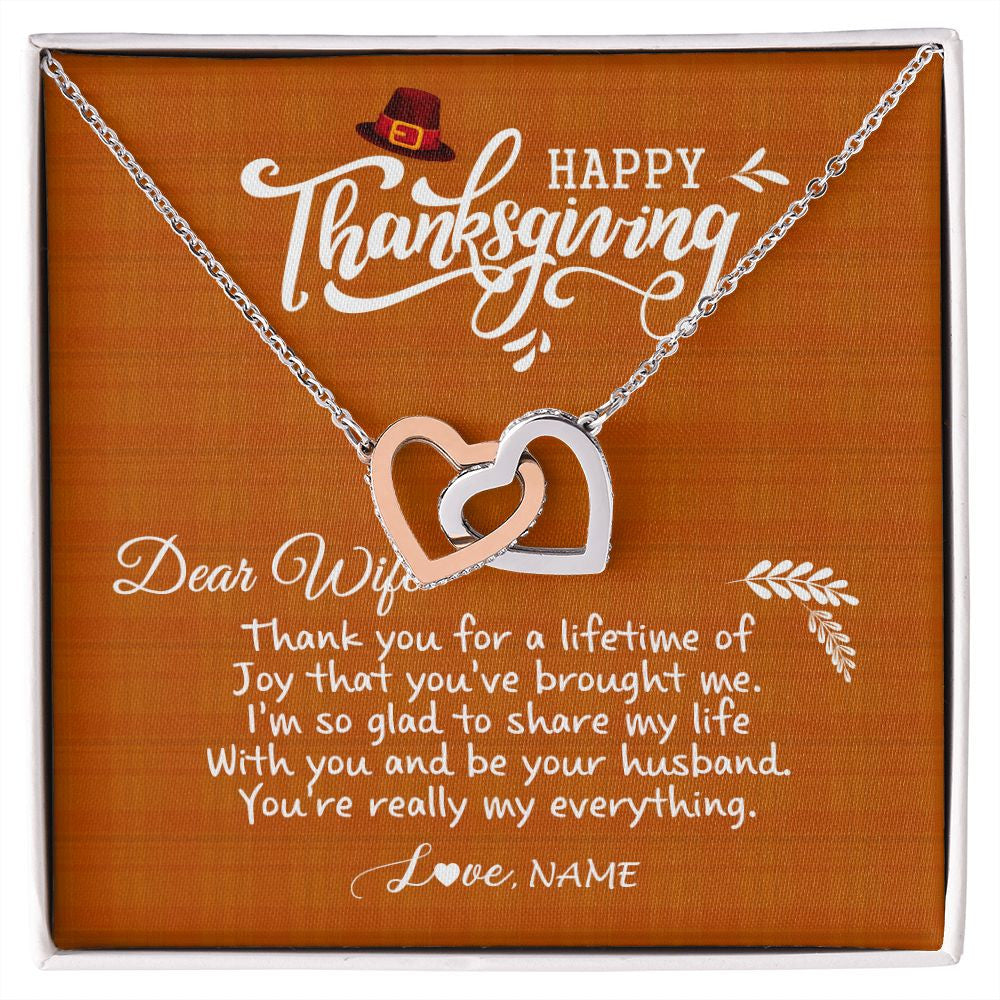 Interlocking Hearts Necklace | Personalized To My Wife Necklace From Husband Thank You Fo A Lifetime Thanksgiving Day For Herr Pendant Jewelry Customized Gift Box Message Card | teecentury