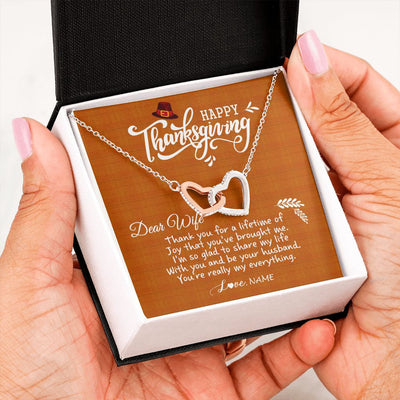 Interlocking Hearts Necklace | Personalized To My Wife Necklace From Husband Thank You Fo A Lifetime Thanksgiving Day For Herr Pendant Jewelry Customized Gift Box Message Card | teecentury