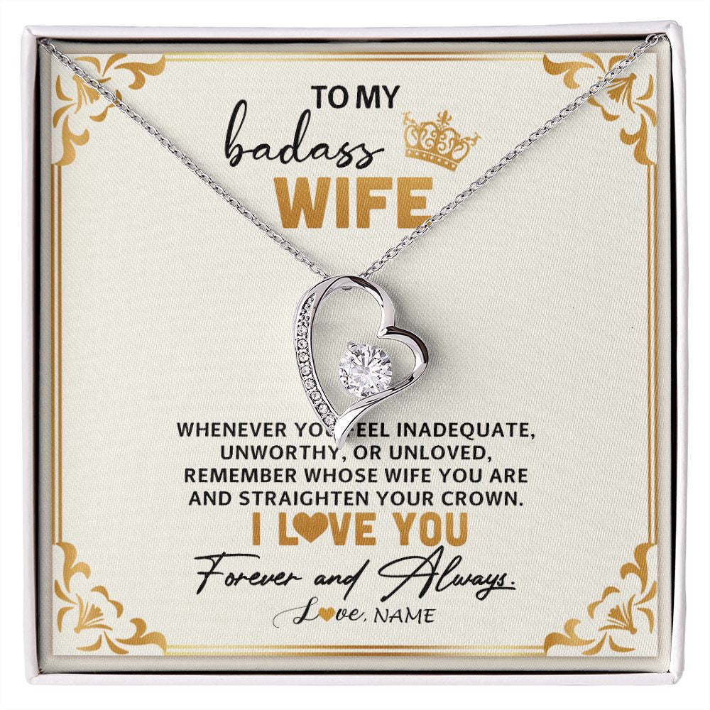 Forever Love Necklace | Personalized To My Wife Necklace From Husband Whenever You Feel for Her Birthday Anniversary Valentines Day Christmas Pendant Customized Gift Box Message Card | teecentury