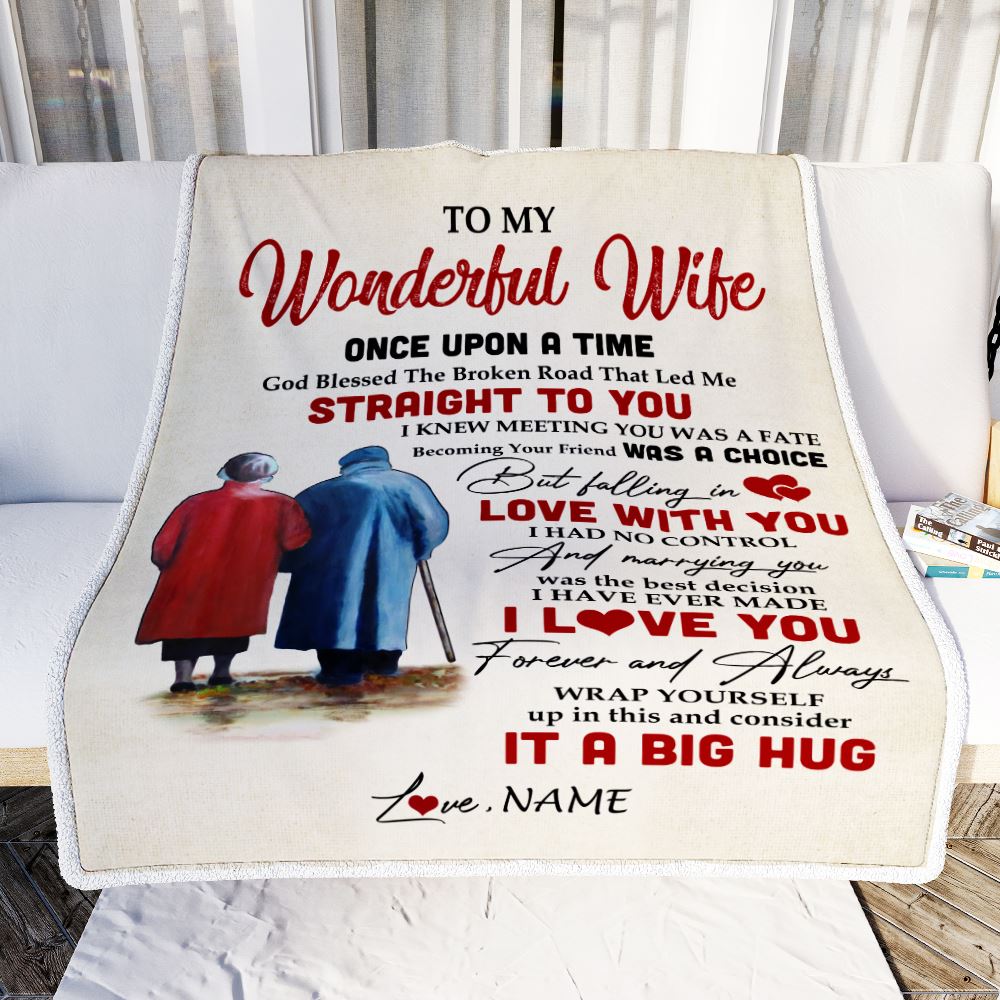 Personalized To My Wonderful Wife Blanket from Husband I Knew Meeting You was A Fate Wife Birthday Anniversary Christmas Customized Bed Fleece Throw Blanket | teecentury