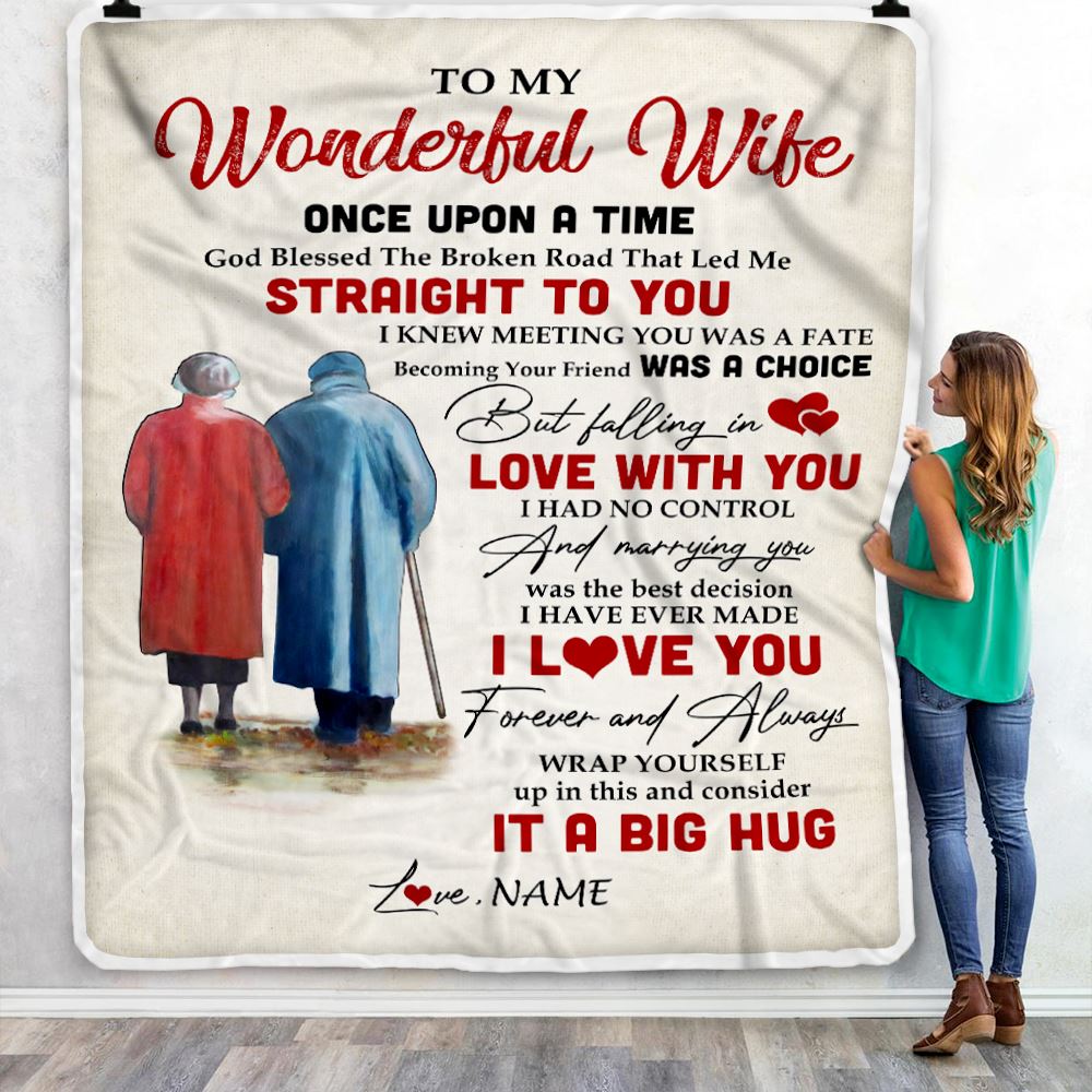 Personalized To My Wonderful Wife Blanket from Husband I Knew Meeting You was A Fate Wife Birthday Anniversary Christmas Customized Bed Fleece Throw Blanket | teecentury