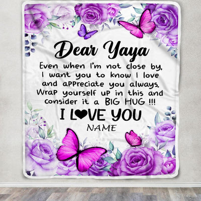 Personalized To My Yaya Blanket From Kids Butterfly Love And Appreciate Yaya Birthday Mothers Day Thanksgiving Christmas Customized Fleece Throw Blanket | teecentury