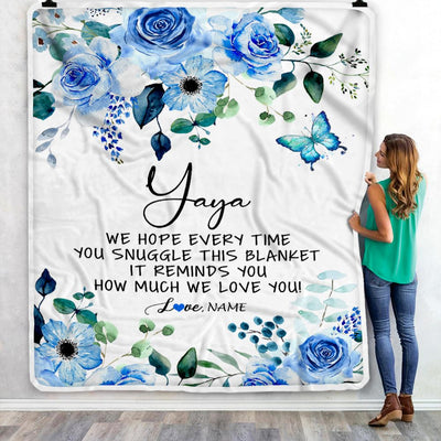 Personalized To My Yaya Blanket From Kids Floral How Much We Love You Yaya Birthday Mothers Day Christmas Customized Fleece Throw Blanket | teecentury