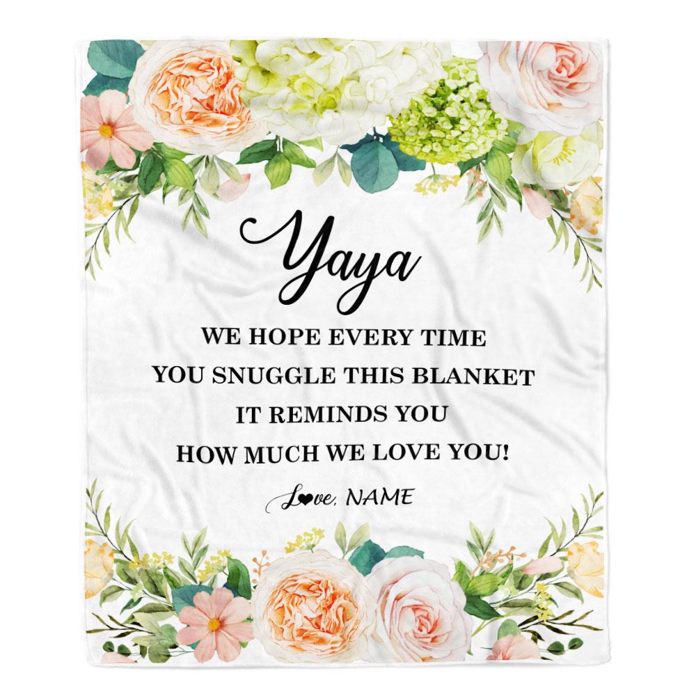 Personalized To My Yaya Blanket From Kids How Much We Love You Flower Yaya Birthday Mothers Day Christmas Customized Fleece Throw Blanket | teecentury