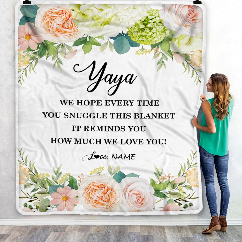 Personalized To My Yaya Blanket From Kids How Much We Love You Flower Yaya Birthday Mothers Day Christmas Customized Fleece Throw Blanket | teecentury