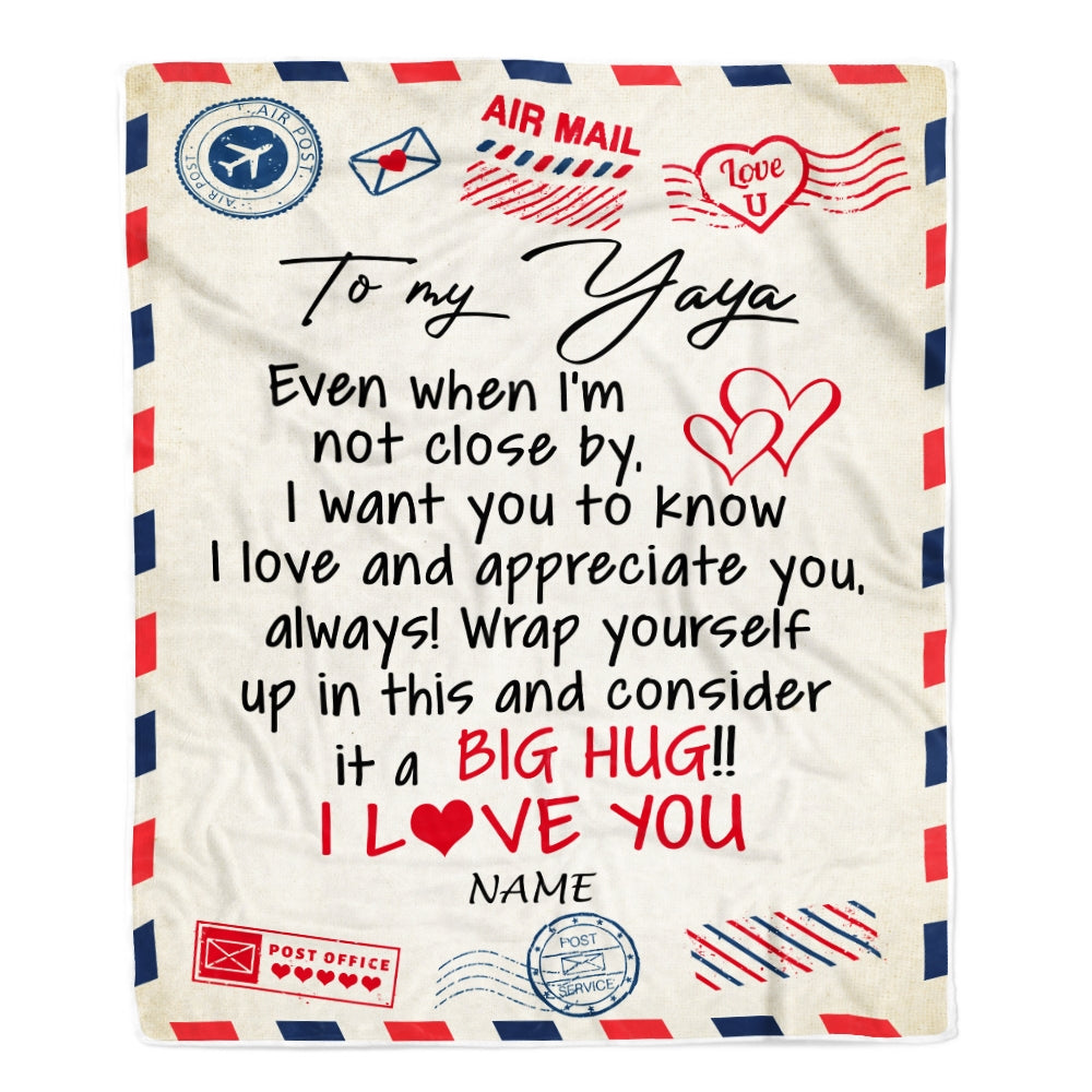 Personalized To My Yaya Blanket From Kids I Love You Hugs Air Mail Letter Yaya Birthday Mothers Day Christmas Customized Fleece Blanket Blanket | Teecentury.com