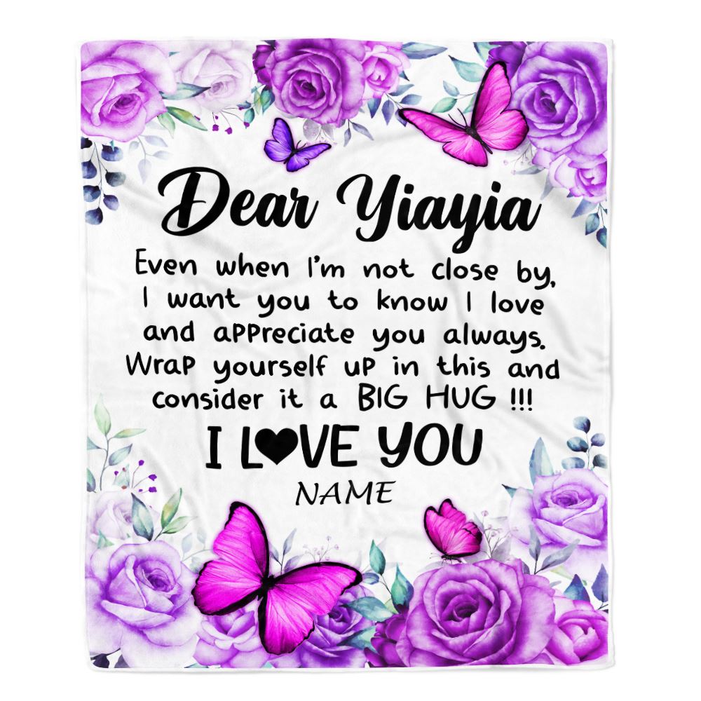 Personalized To My Yiayia Blanket From Kids Butterfly Love And Appreciate Yiayia Birthday Mothers Day Thanksgiving Christmas Customized Fleece Throw Blanket | teecentury